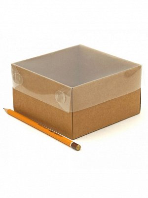 Коробка складная 13 х 13 х 7,5 см крафт прозрачная крышка 2 части HS-5-9