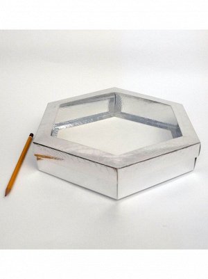Коробка складная шестиугольная 28,5 х 5,5 см цвет серебро 2 части