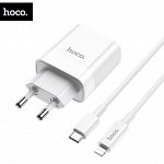 Сетевое зарядное устройство Hoco Rapido PD + QC3.0 20W + Кабель Type-C / For Lightning 3A