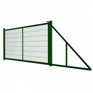 Ворота откатные с сетчатым заполнением УНИВЕРСАЛ 4х1,8 м, с проушиной, цвет зеленый