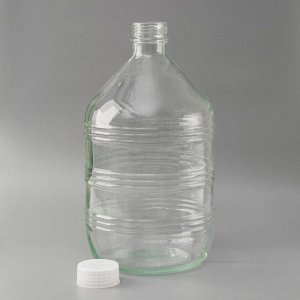 Бутыль стеклянная «Рифленая», 10 л, с крышкой