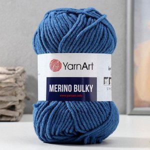 Пряжа "Merino bulky" 25% шерсть 75% акрил 100м/100гр (551 синий джинс)