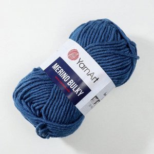 Пряжа "Merino bulky" 25% шерсть 75% акрил 100м/100гр (551 синий джинс)