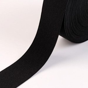 Лента эластичная прочная, 30 мм, 10 м, цвет чёрный