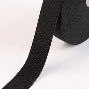 Лента эластичная мягкая, 20 мм, 10 м, цвет чёрный