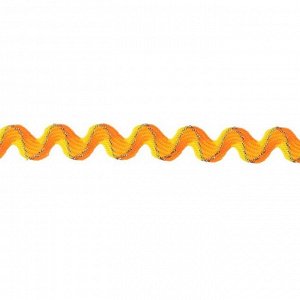 Тесьма жёлто-оранжевая с золотом «Змейка», 1,3 см, в упаковке 50 м