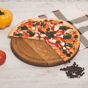 Доска для нарезки и подачи пиццы "Классическая", d-40 см, массив ясеня