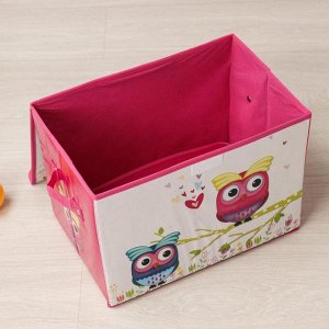 Короб для хранения с крышкой «Весенние совушки», 40×26×26 см, цвет розовый