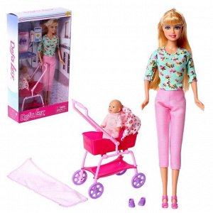 Кукла-модель «Молодая Мама» с ребенком, коляской и аксессуарами