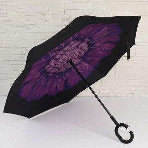 Зонт-наоборот, механический «Цветок», 8 спиц, R = 53 см, ручка кольцо, цвет МИКС