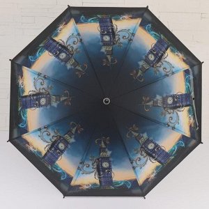 Зонт - трость полуавтоматический «Города», 8 спиц, R = 49 см, цвет МИКС