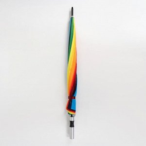 Зонт - трость полуавтоматический «Радуга», ветроустойчивый, 16 спиц, R = 59 см, цвет разноцветный