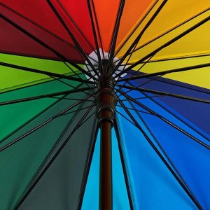 Зонт - трость полуавтоматический «Радуга», 16 спиц, R = 62 см, цвет разноцветный МИКС