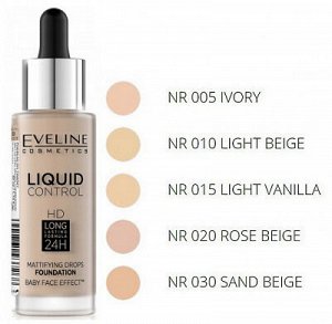EVELINE 7244 - Тональная основа жидкая инновационная серии  LIQUID CONTROL  №010, 32мл, светло-бежевый # §
