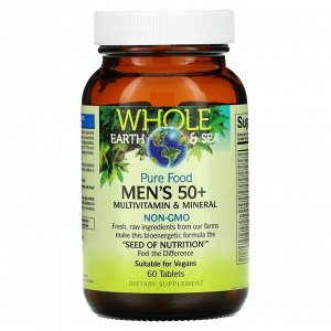 Natural Factors, Whole Earth &amp; Sea, мультивитаминный и минеральный комплекс для мужчин старше 50 лет, 60 таблеток