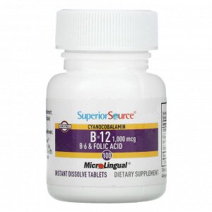 Superior Source, Cyanocobalamin B-12, 1,000 mcg, 100 Instant Dissolve Tablets