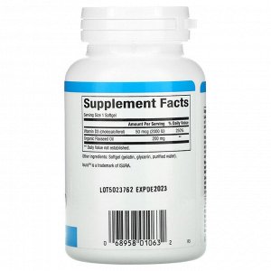 Natural Factors, Витамин D3, 50 мкг (2000 МЕ), 240 мягких таблеток
