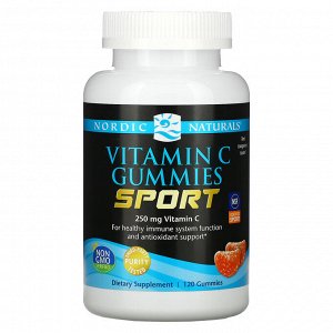 Nordic Naturals, Sport, жевательные таблетки с витамином C, со вкусом мандарина, 125 мг, 120 жевательных таблеток