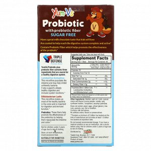 YumV's, пробиотик с пребиотической клетчаткой, молочный шоколад, без сахара, 40 мишек