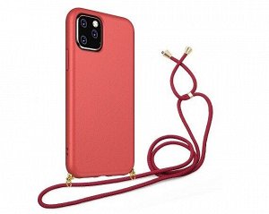 Чехол iPhone 6/6S/7/8/SE 2020 BIO + шнурок (красный)