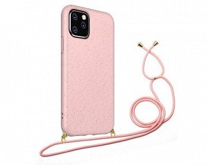 Чехол iPhone 11 BIO + шнурок (розовый)