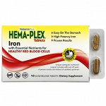 Nature&#039;s Plus, Hema-Plex, железо с незаменимыми питательными веществами для здоровых эритроцитов, 10 таблеток с замедленным высвобождением