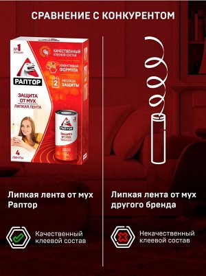 РАПТОР® Липкая лента от МУХ по 4 шт