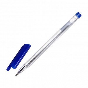 Ручка шариковая 1,0 мм, стержень синий, корпус прозрачный треугольный, колпачок синий