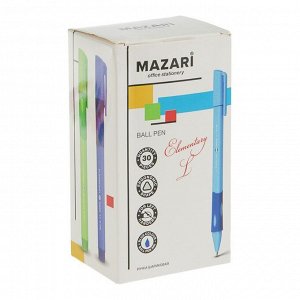 Mazari Ручка шариковая Elementary L для левшей, пулевидный пишущий узел 0.7 мм, синие чернила, резиновый упор, микс