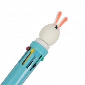 Ручка шариковая автоматическая 10-ти цветная, стержень 0,7мм МИКС Заяц