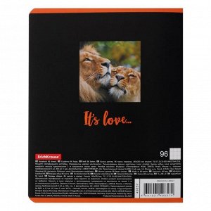 Тетрадь А5, 96 листов в клетку It's Love, обложка мелованный картон, блок офсет, МИКС