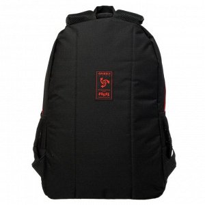 Рюкзак молодежный, Grizzly RU-802, 48x31x24 см, эргономичная спинка, отделение для ноутбука, чёрный/красный
