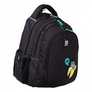 Рюкзак школьный, Kite 8001, 40 х 29 х 17 см, эргономичная спинка, чёрный