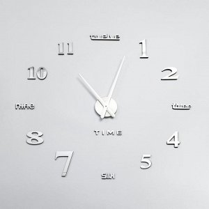 Часы-наклейка, серия: DIY, "Клермонт", плавный ход, d-120 см, 1 ААА, серебро 1306699
