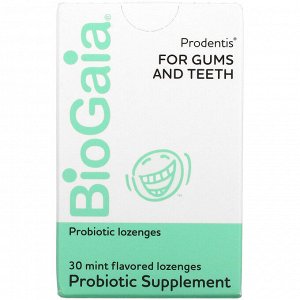 BioGaia, Prodentis, добавка для десен и зубов, мята, 30 леденцов