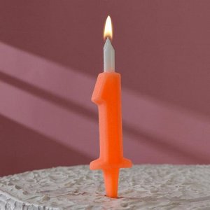 Свеча для торта цифра "Классика", 12 см, цифра "1" оранжевая