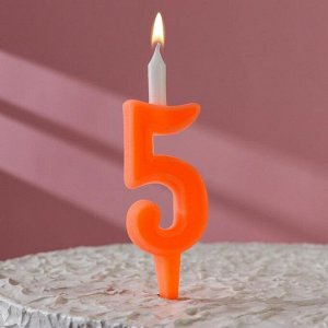 Свеча для торта цифра "Классика", 12 см, цифра "5" оранжевая