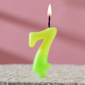 Свеча для торта цифра "Люминесцентная", 7.8 см, цифра "7"