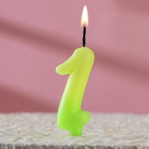 Свеча для торта цифра "Люминесцентная", 7.8 см, цифра "1"