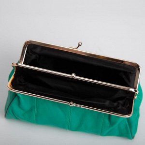 Косметичка-фермуар, 2 отдела на рамке, наружный карман, цвет ярко-зелёный