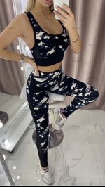 Фитнес-комплект топ+лосины плотный эластан усиленная коррекция расцветки: микс