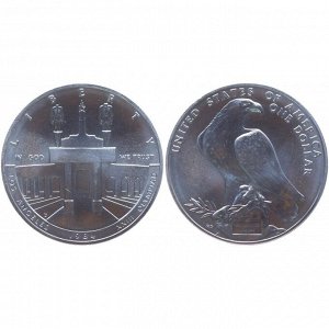 США 1 Доллар 1984 D год Серебро Олимпиада в Лос-Анжелесе Спорт Орел UNC