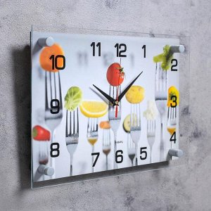 Часы настенные "Вилки с овощами" 25х35 см, АА, плавный ход