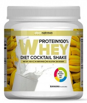 Протеиновый коктейль со вкусом банана Whey Protein 100% Diet coctail Shake aTech Nutrition 420 гр.