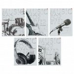 Тетрадь 24 листа в линейку &quot;Music. Black&amp;White&quot;, обложка мелованная бумага, ВД-лак, МИКС