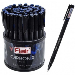 Ручка шариковая Flair Carbonix, узел-игла 0.7 , синяя, длинная линия письма 2XL , карбоновый корпус, (в дисплее)