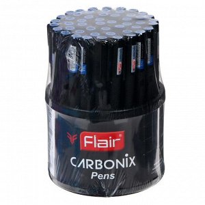 Ручка шариковая Flair Carbonix, узел-игла 0.7 , синяя, длинная линия письма 2XL , карбоновый корпус, (в дисплее)