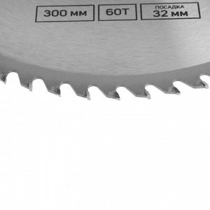 Диск пильный по дереву ТУНДРА, точный рез, 300 х 32 мм (кольца на 22,20,16), 60 зубьев