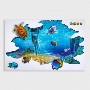 Интерьерная наклейка 3Д TAKE IT EASY «Море и жители», на стену, 90x60 см, влагостойкая, ПВХ