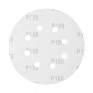 Круг абразивный шлифовальный под "липучку" ТУНДРА, перфорированный, 150 мм, Р180, 5 шт.